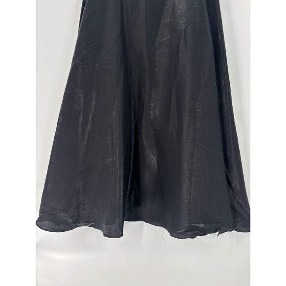 Vintage JS Collections Skirt Womens 14 Black 90s Satin A Line Flounce Lined Maxi - Picture 2 of 16